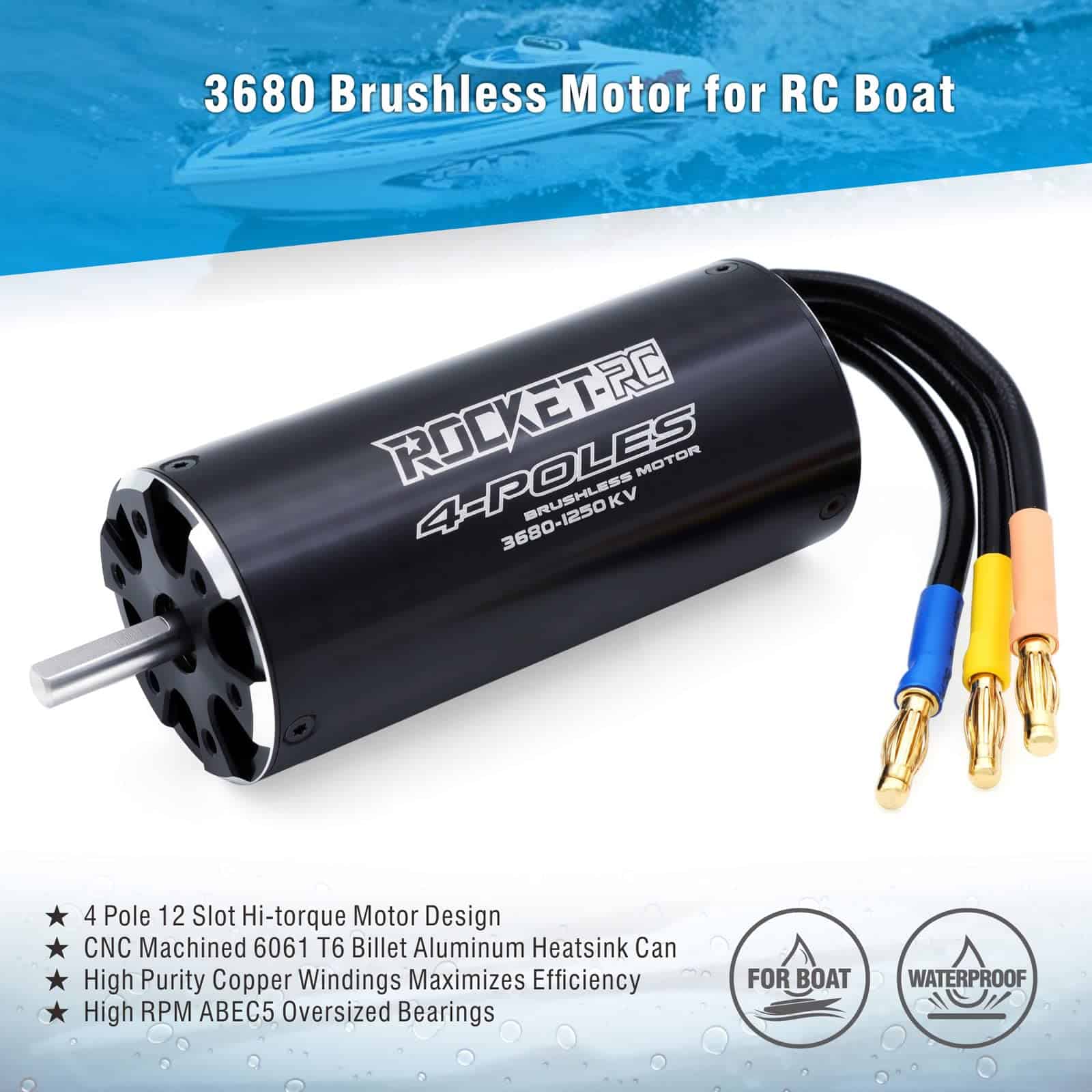 Motor Brushless Surpass Hobby 3680 1250KV Eje 5mm con - Imagen 4