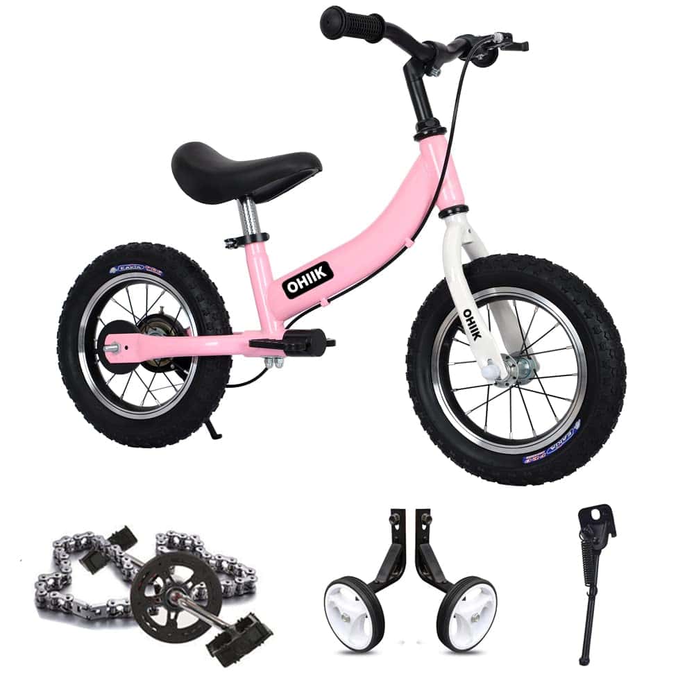 Bicicleta de Equilibrio 2 en 1 para Niños de -Rosa