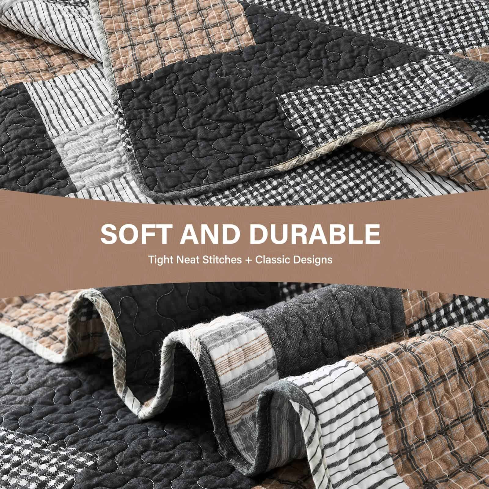 Juego de Edredón King Size SahSahCasa, -Gris/Negro/Marrón/Bl - Imagen 6