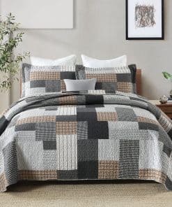 Juego de Edredón King Size SahSahCasa, -Gris/Negro/Marrón/Bl