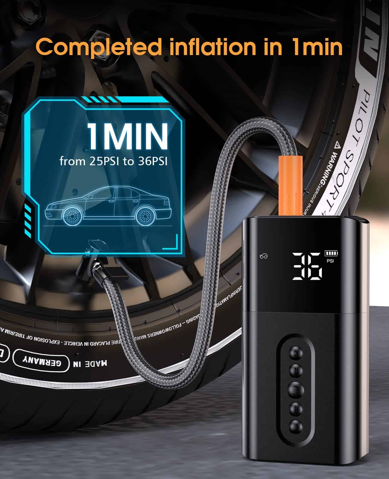 Inflador de neumáticos inalámbrico Rdangaez, Compresor de - Imagen 3