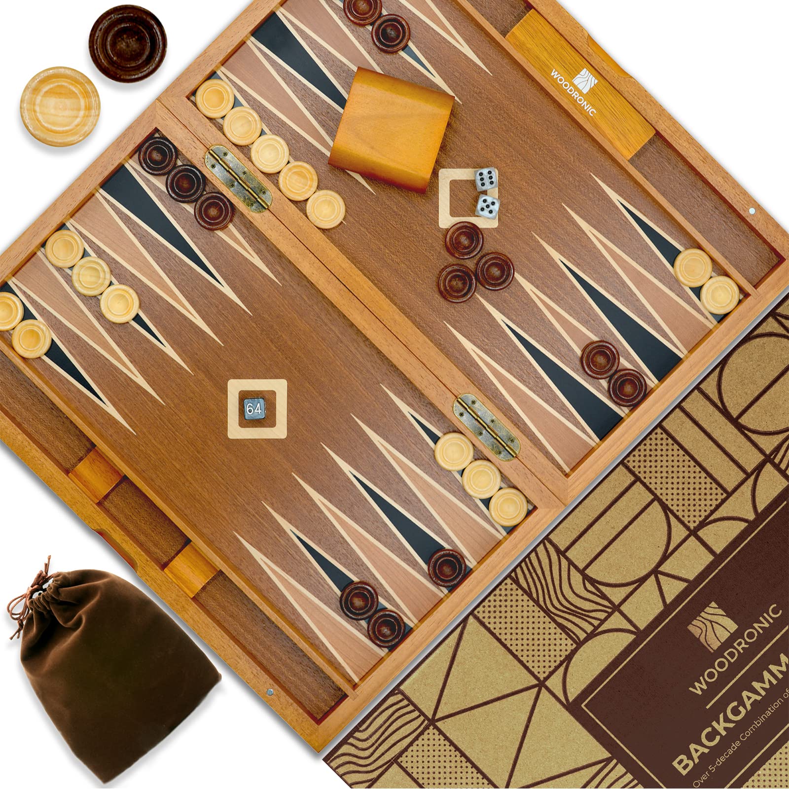Set de Backgammon de Madera de 15", Tablero Clásico