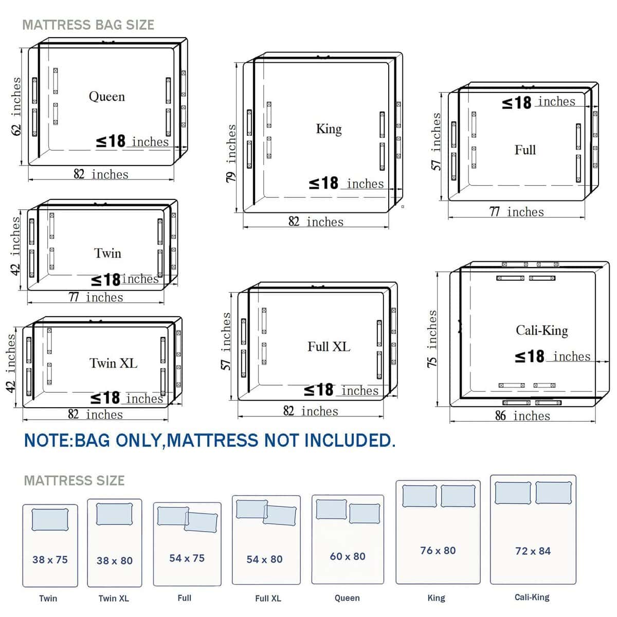 Bolsas de colchón pesadas SGPAC para mover y almacenar, - Imagen 4