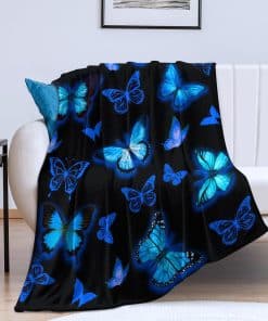 Manta con Mariposas Azules Ultra Suave Franela Hermosa