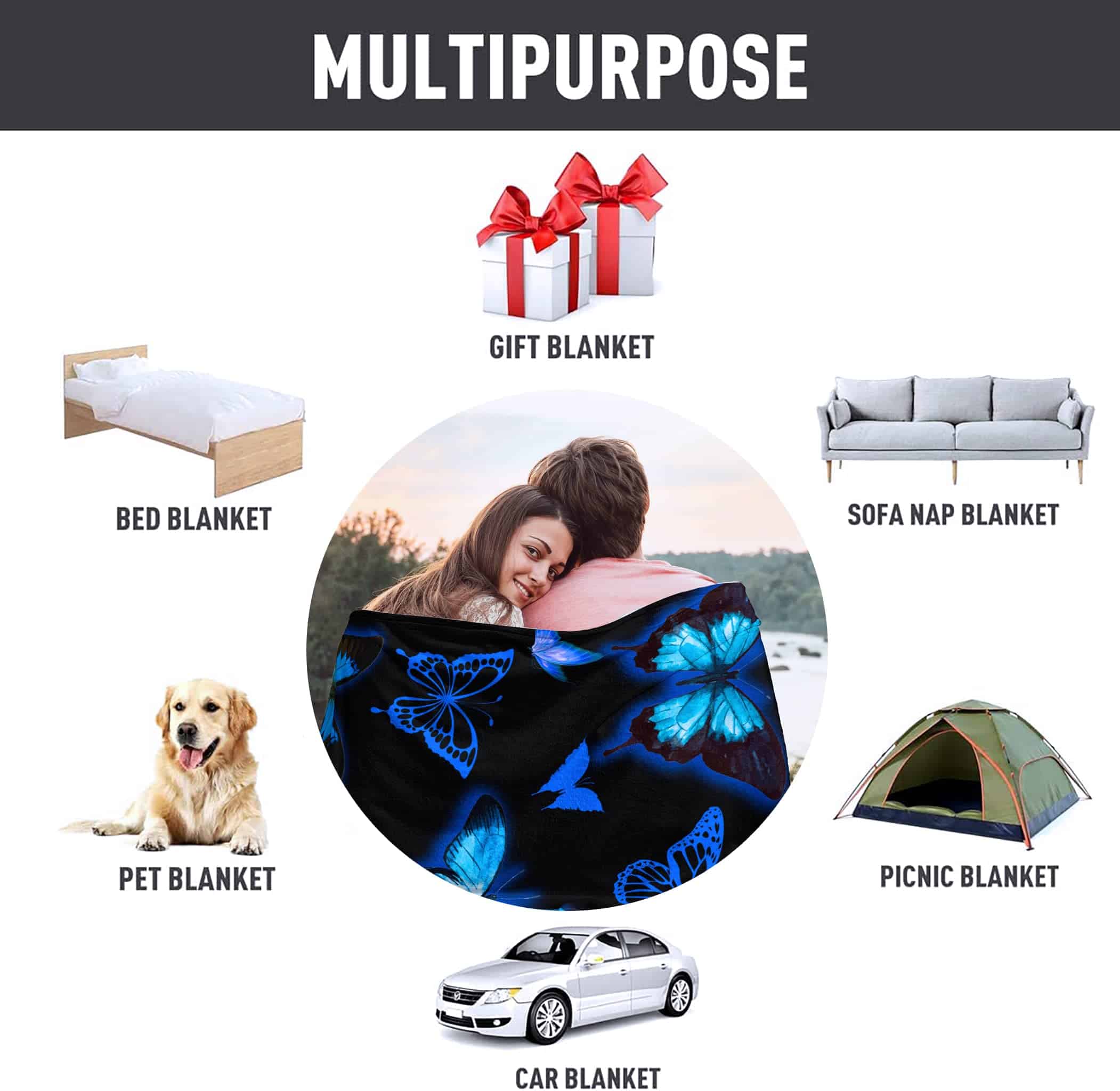 Manta con Mariposas Azules Ultra Suave Franela Hermosa - Imagen 7