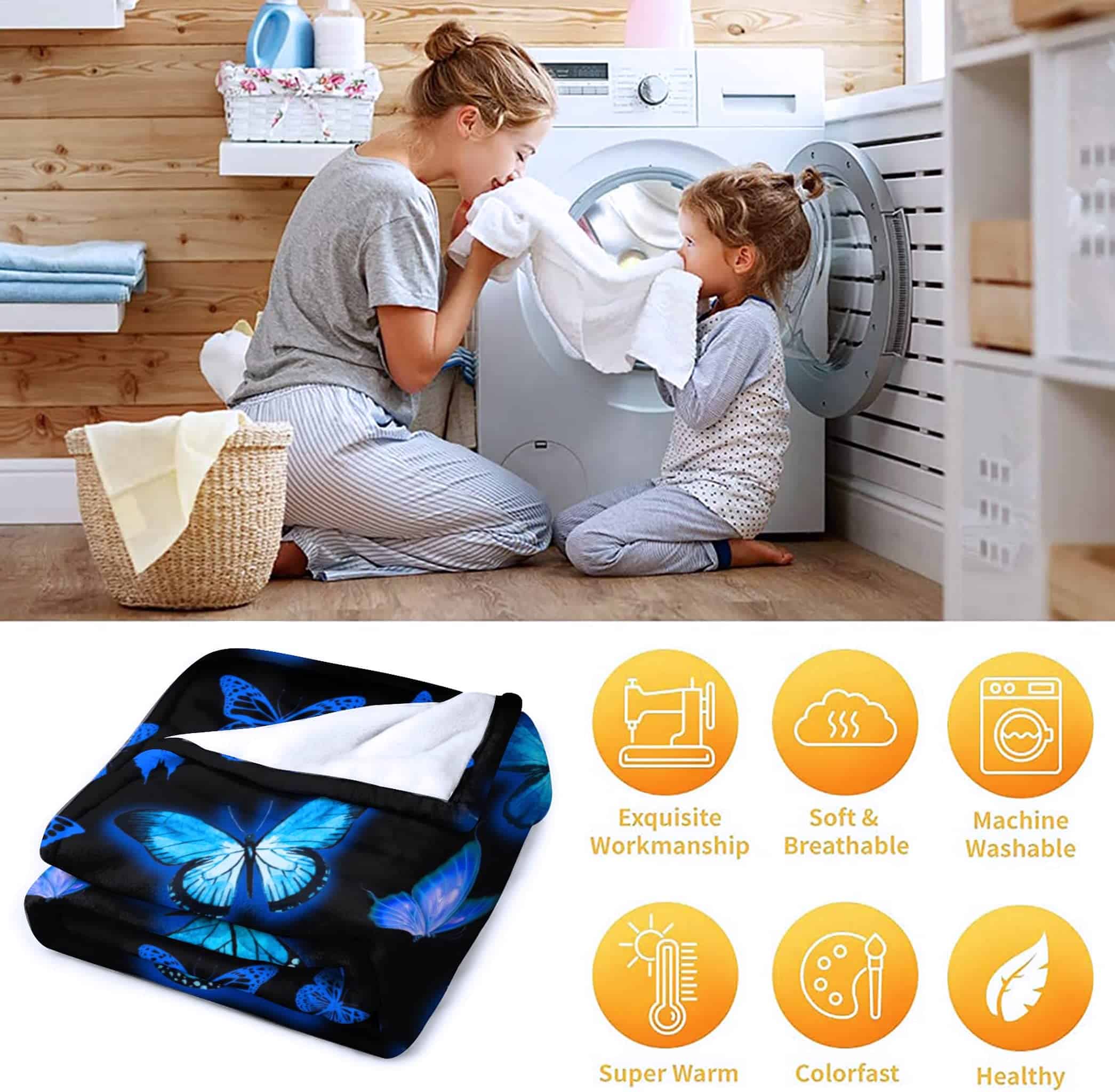 Manta con Mariposas Azules Ultra Suave Franela Hermosa - Imagen 6