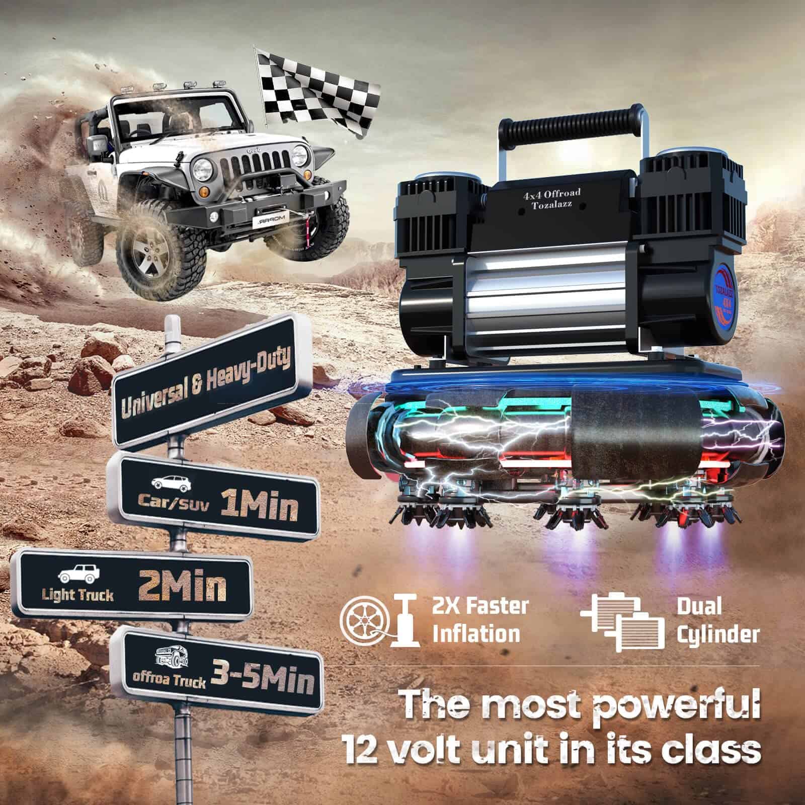 Compresor de aire portátil Tozalazz 12v, [Inflador 2 veces - Imagen 6