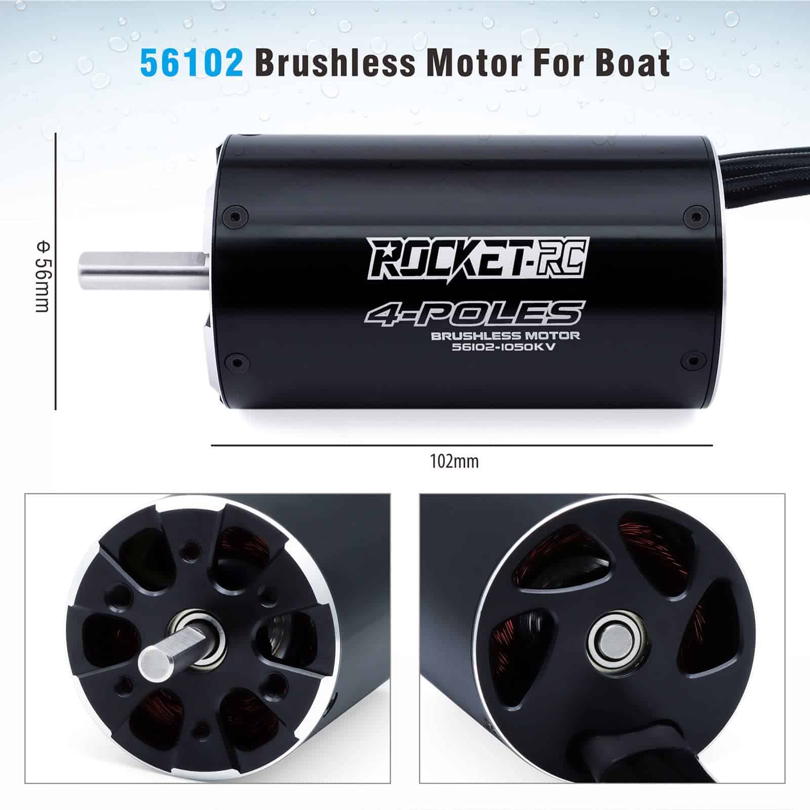 Motor Brushless para Barcos RC, Surpass Hobby 56102 1050KV - Imagen 6