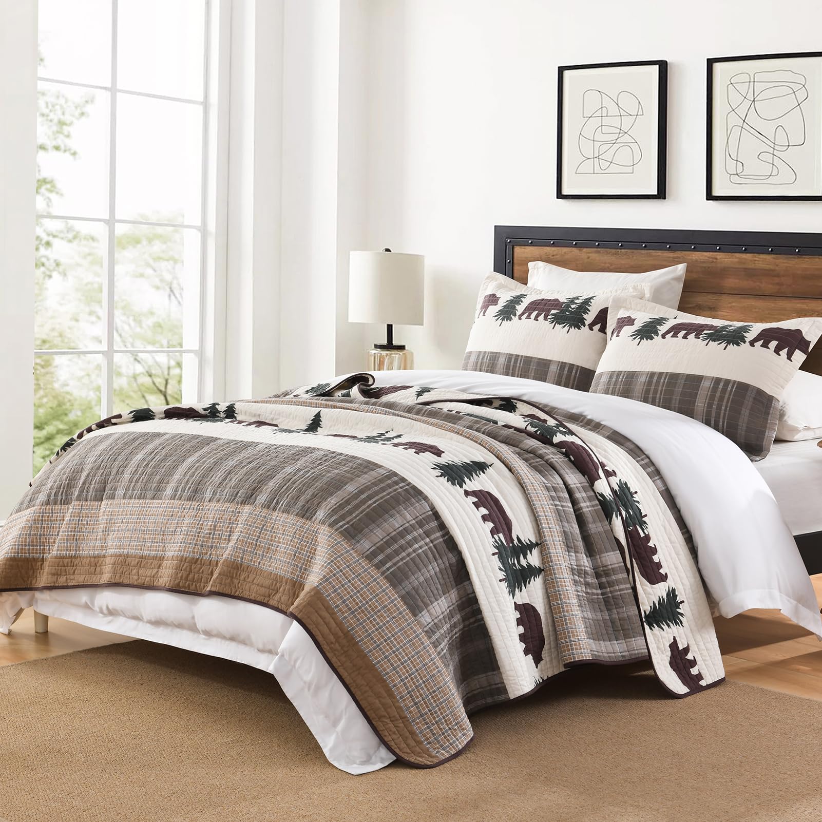 SahSahCasa Quilt Queen Size, Juego de Edredón Queen, Juego - Imagen 4