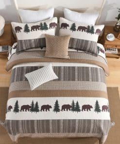 Juego de Edredón King Size SahSahCasa, Set de -Marrón/Verde