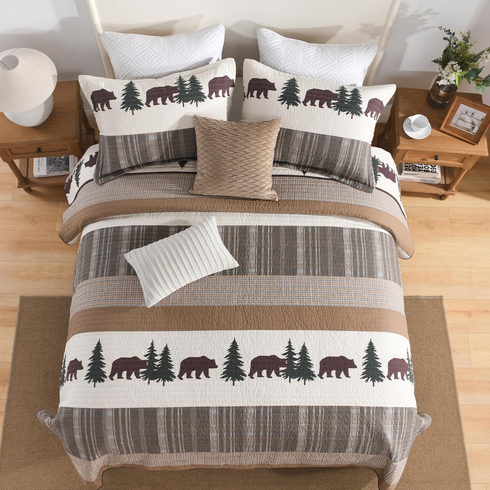 SahSahCasa Quilt Queen Size, Juego de Edredón Queen, Juego