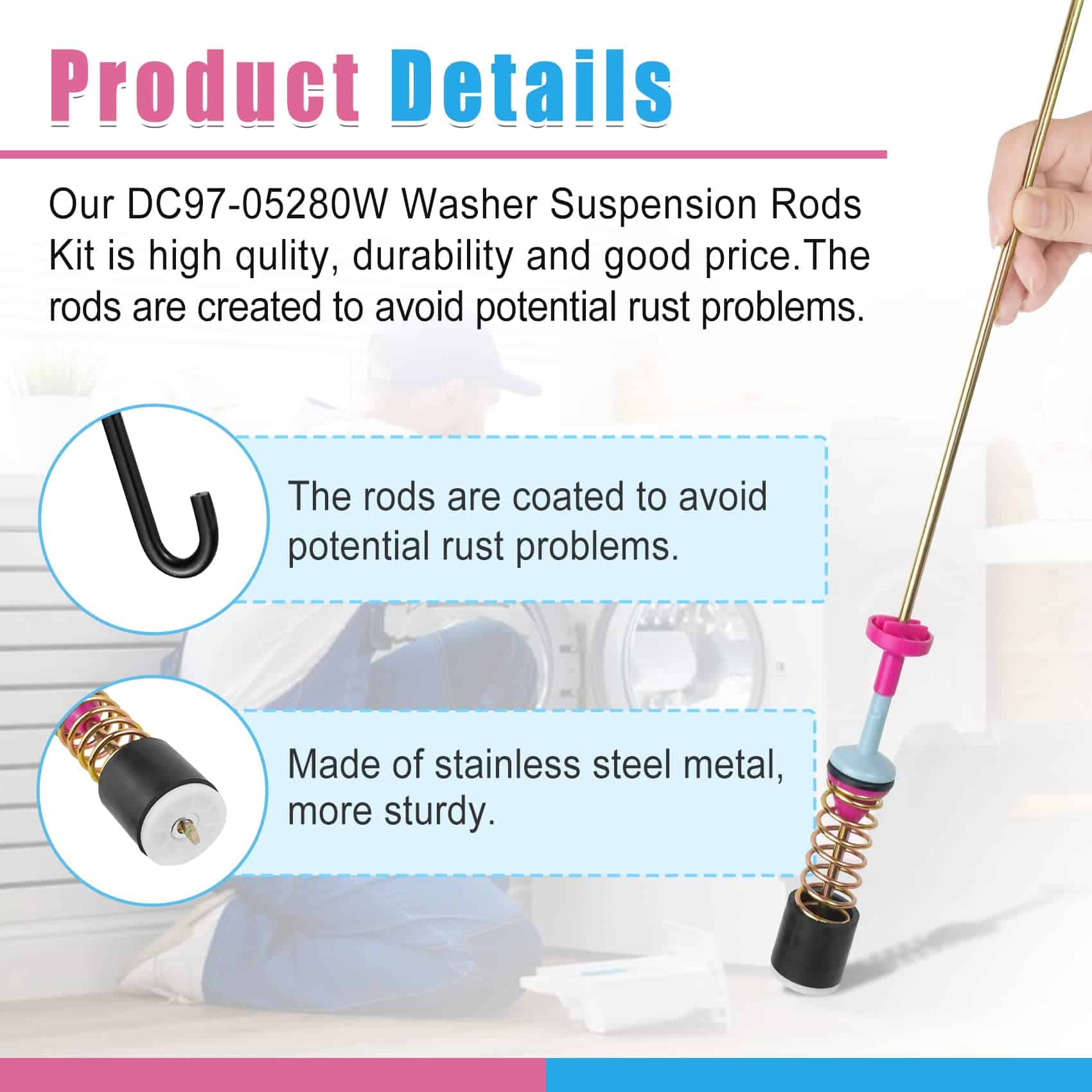 Juego de Barras de Suspensión para Lavadora DC97-05280W - Imagen 5