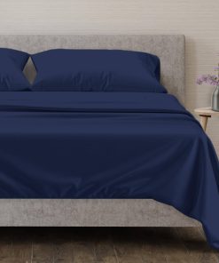 Juego de sábanas Mayfair Linen 100% algodón -Azul marino
