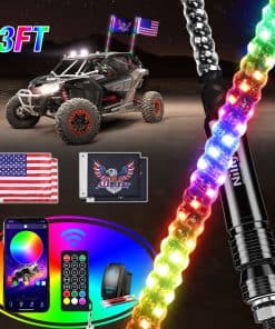 Nilight 2PCS 3FT RGB LED Whip Light, Control Remoto y de