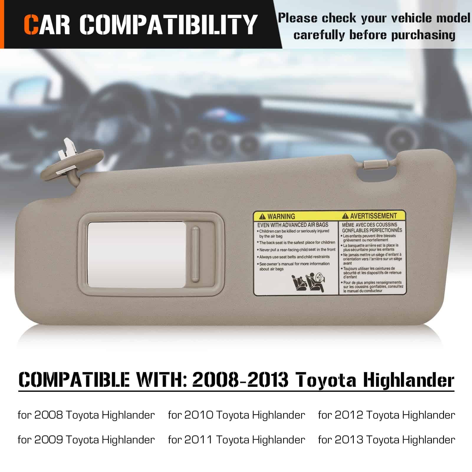 Visera Solar Izquierda y Derecha con Luz -Beige - Imagen 3