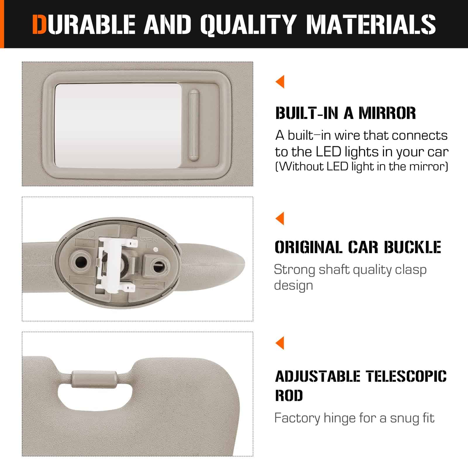 Visera Solar Izquierda y Derecha con Luz -Beige - Imagen 5