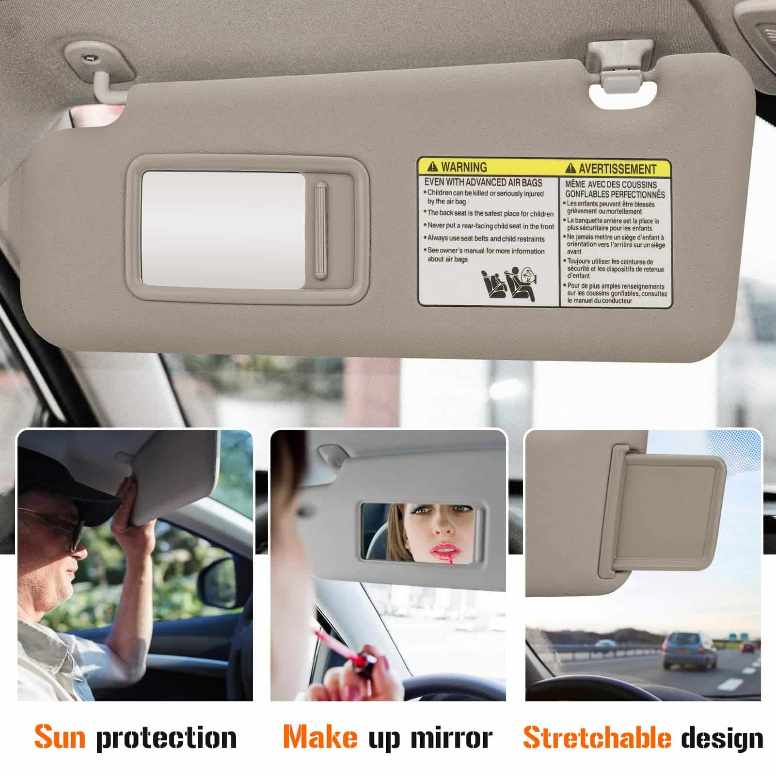 Visera Solar Izquierda y Derecha con Luz -Beige - Imagen 4