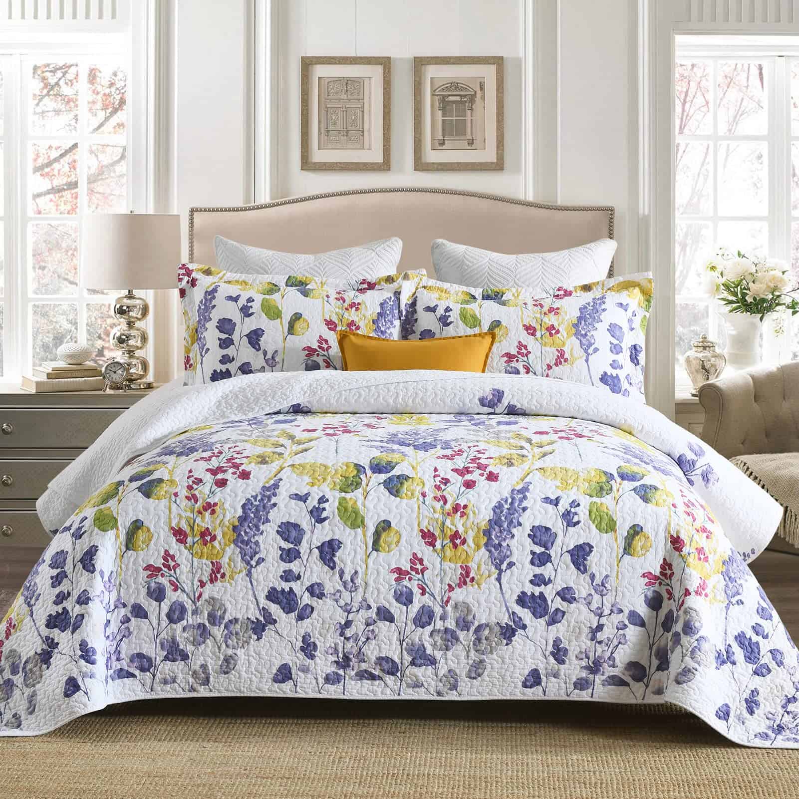 Edredón Rey Lavanda de Algodón Tamaño King, Juego de