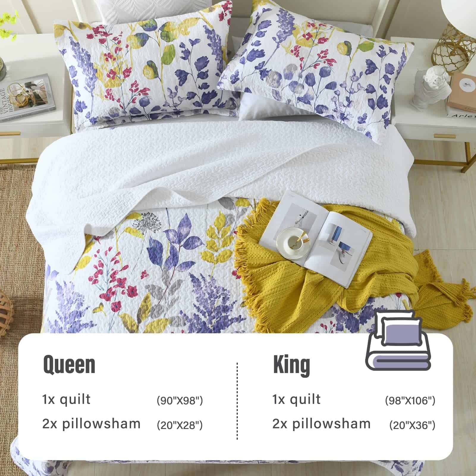 Edredón Rey Lavanda de Algodón Tamaño King, Juego de - Imagen 6