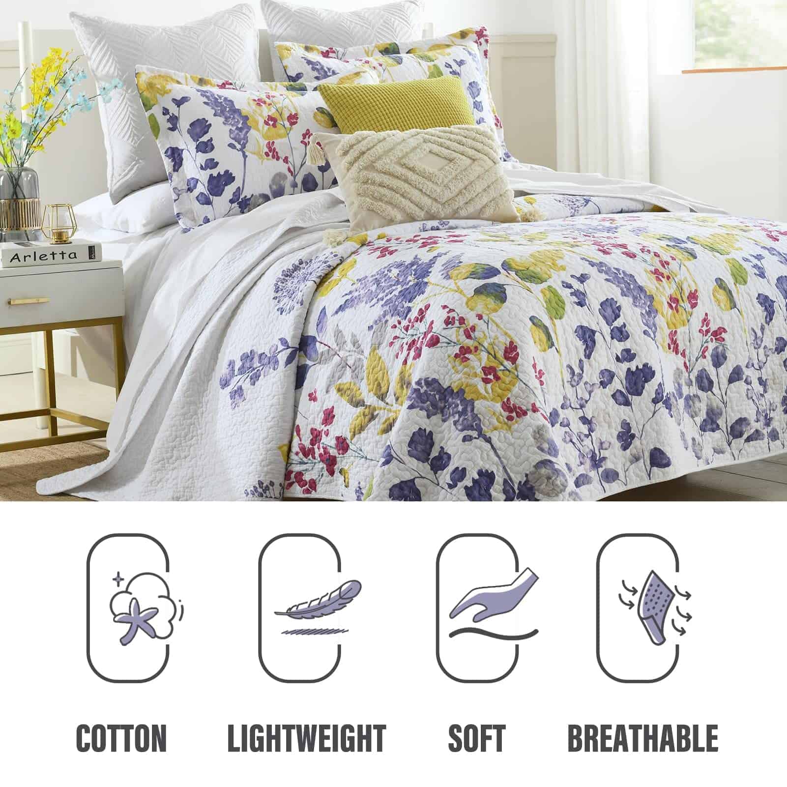 Edredón Rey Lavanda de Algodón Tamaño King, Juego de - Imagen 5