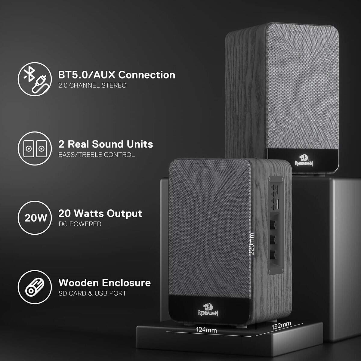 Altavoces de escritorio inalámbricos Redragon GS813, - Imagen 3
