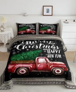 Juego de edredón de tamaño King con árboles de Navidad