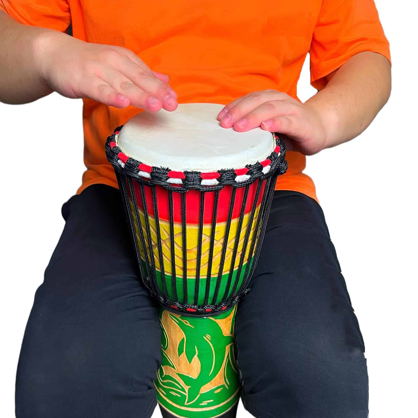 Tambor Djembe RUOSWTE 8'', Tallado en Madera Sólida, - Imagen 3