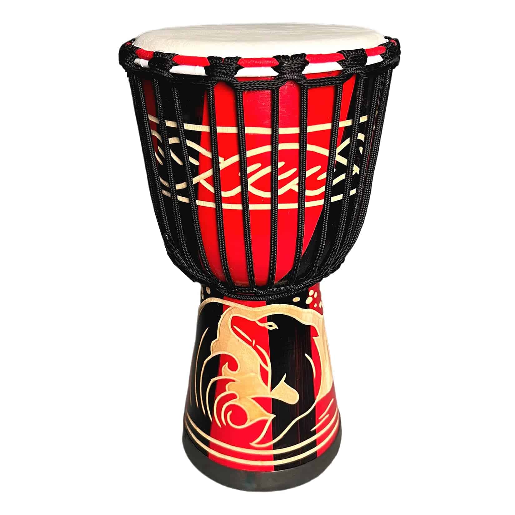 RUOSWTE 8'' Djembe Drum,Solid Wood Carving, Hand Painting,