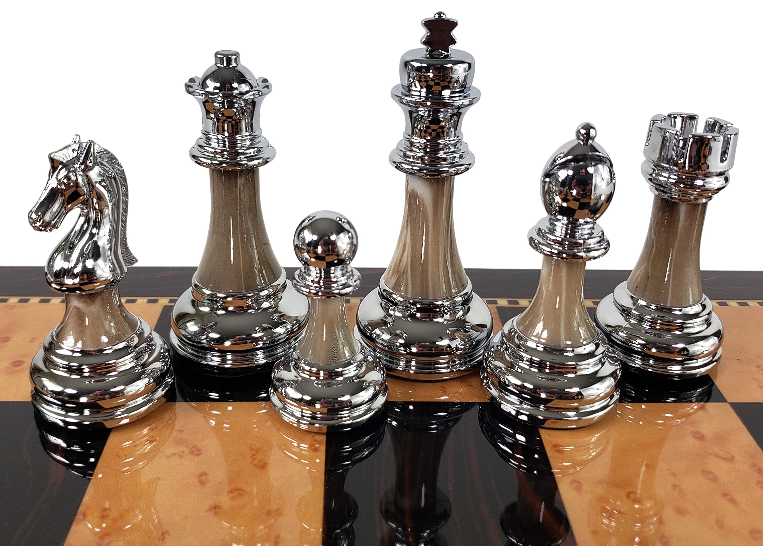 Conjunto de Hombres de Ajedrez en Cromo y Negro Cromo - Imagen 6