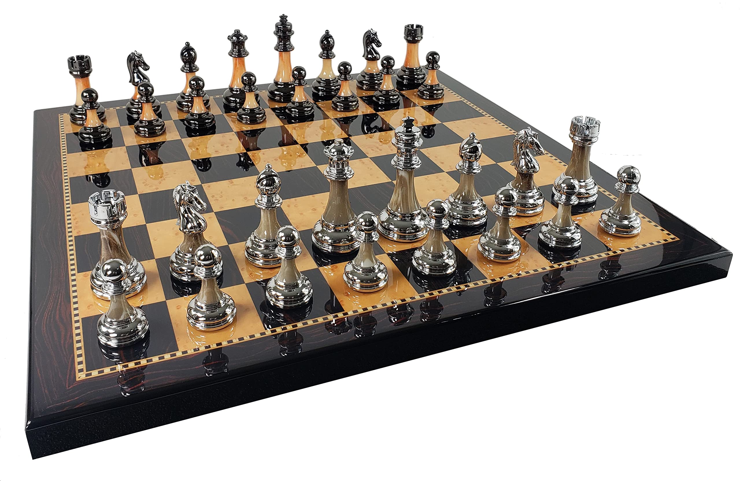 Conjunto de Hombres de Ajedrez en Cromo y Negro Cromo - Imagen 3