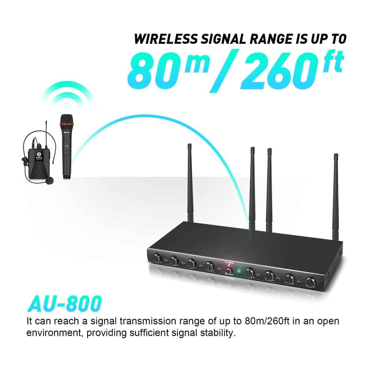 Sistema de micrófono inalámbrico Debra Audio AU800 Pro UHF - Imagen 4