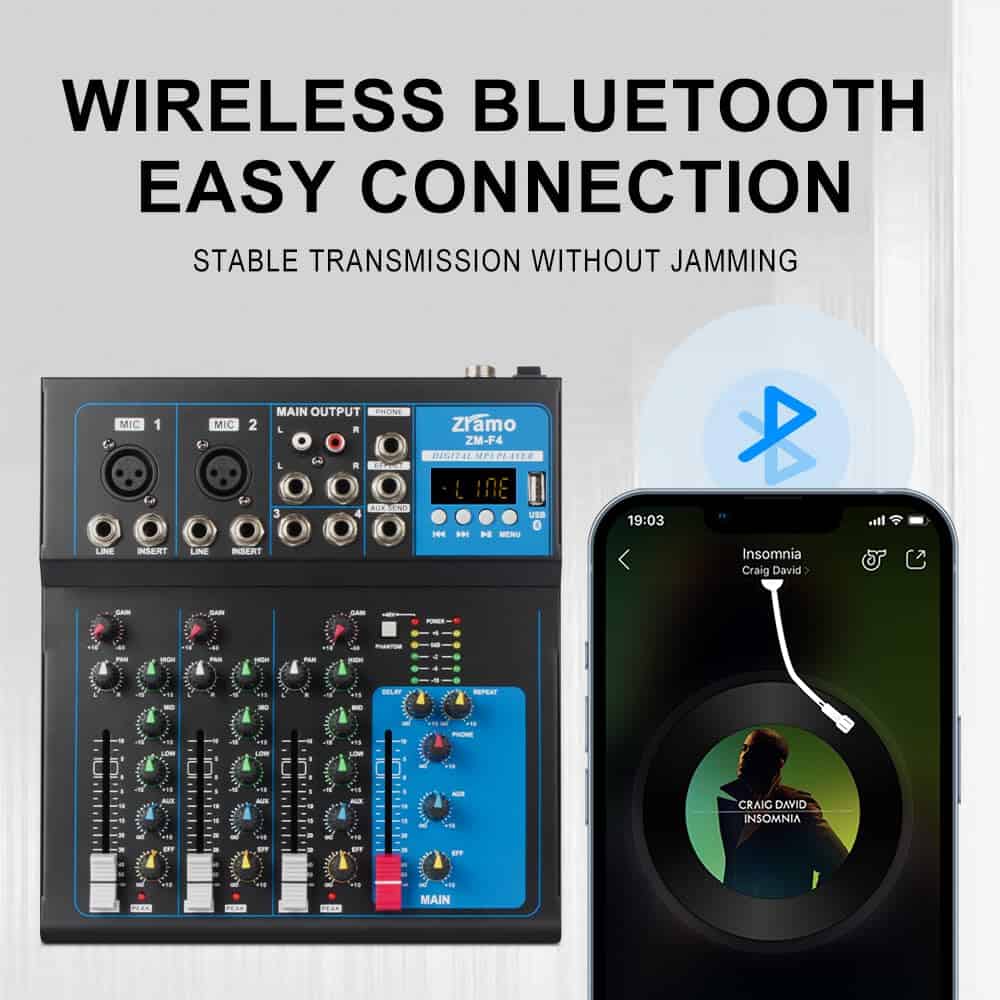 Mezcladora de Audio Profesional ZRAMO F4 para teclado - Imagen 3