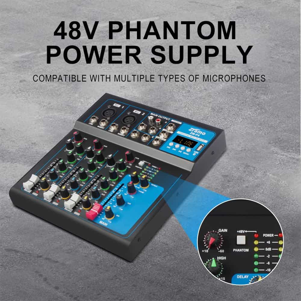 Mezcladora de Audio Profesional ZRAMO F4 para teclado - Imagen 4