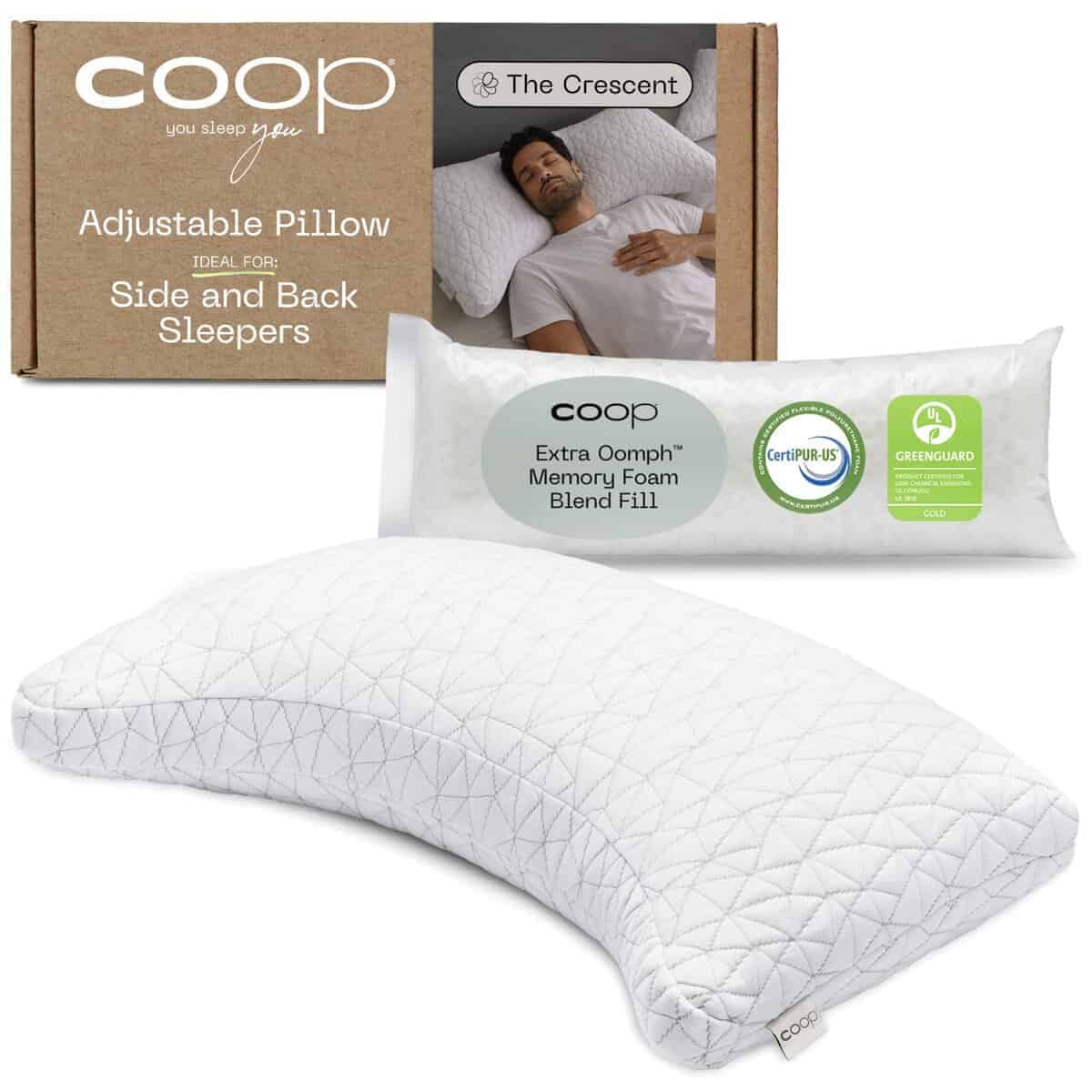 Almohada Ajustable Coop Home Goods -Blanco en Forma de Media