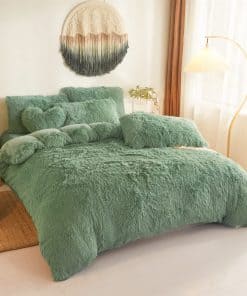 Juego de edredón esponjoso verde Queen/Conforter de