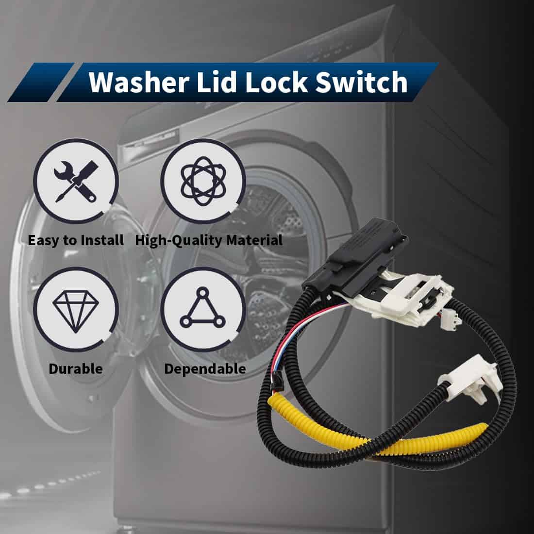 Nakkaa W11307244 Washer Lid Lock Switch 3 Wire Lid Latch - Imagen 7