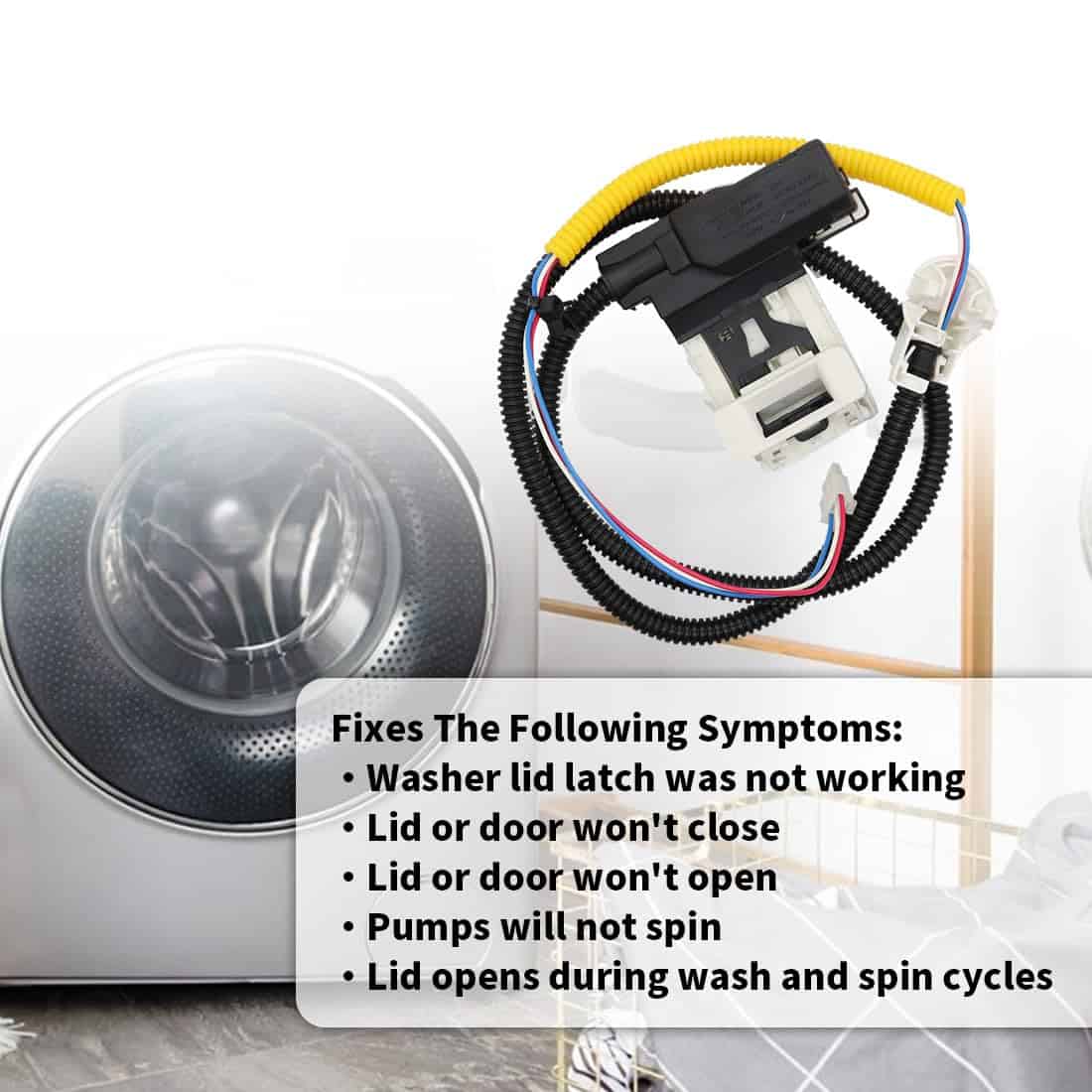 Nakkaa W11307244 Washer Lid Lock Switch 3 Wire Lid Latch - Imagen 6