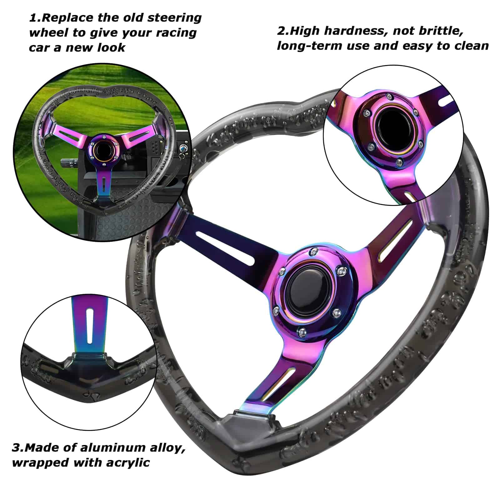 Volante de Carreras/Golf Universal de Acrílico MOTAFAR, - Imagen 4