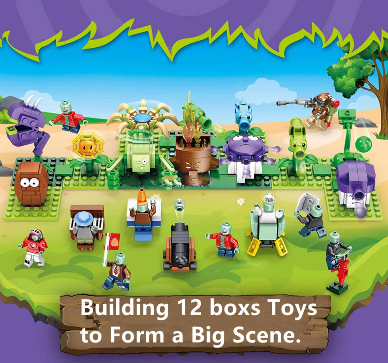 JHESAO 12 Cajas de Plantas y Zombies Juguetes de Ensamble - Imagen 4