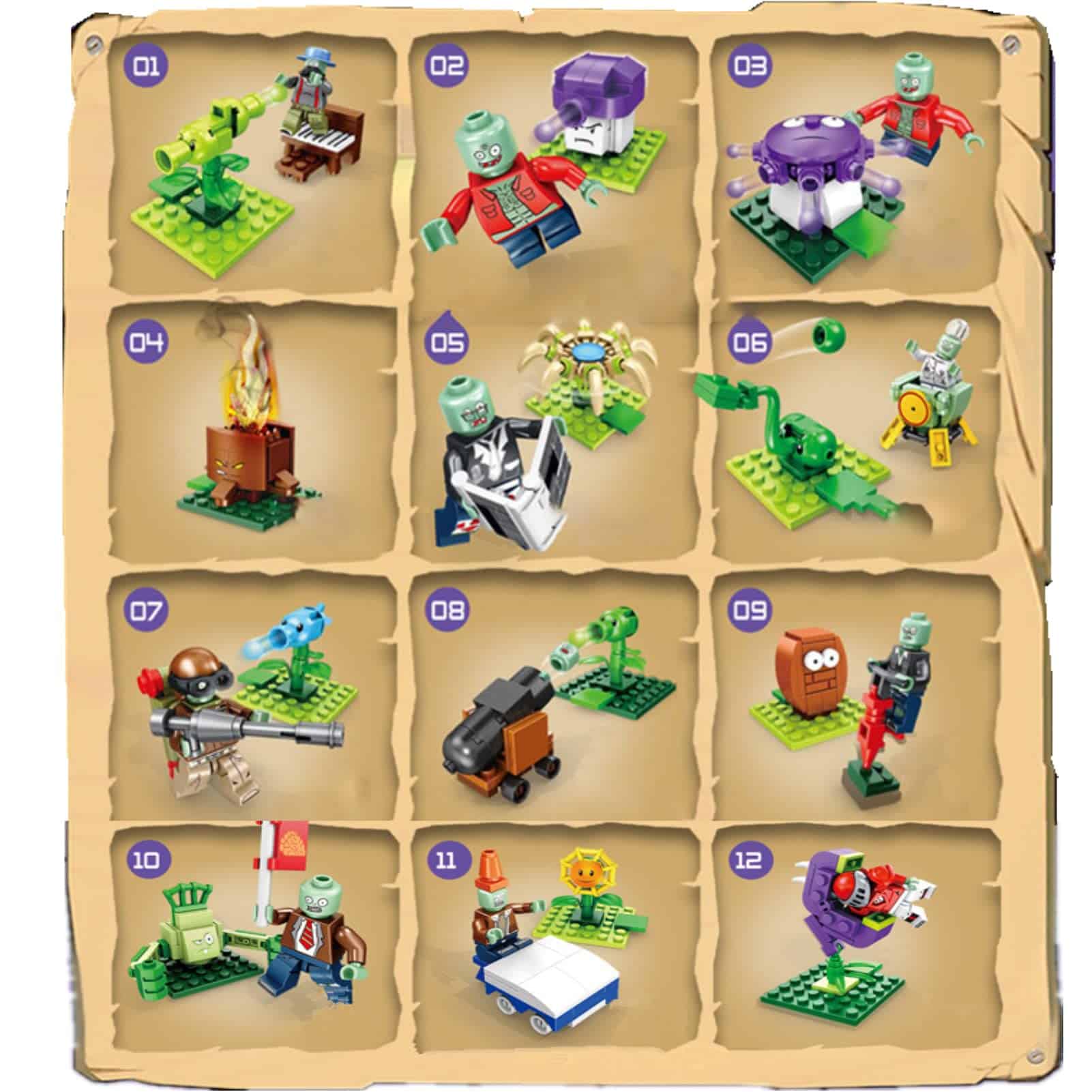 JHESAO 12 Cajas de Plantas y Zombies Juguetes de Ensamble - Imagen 5