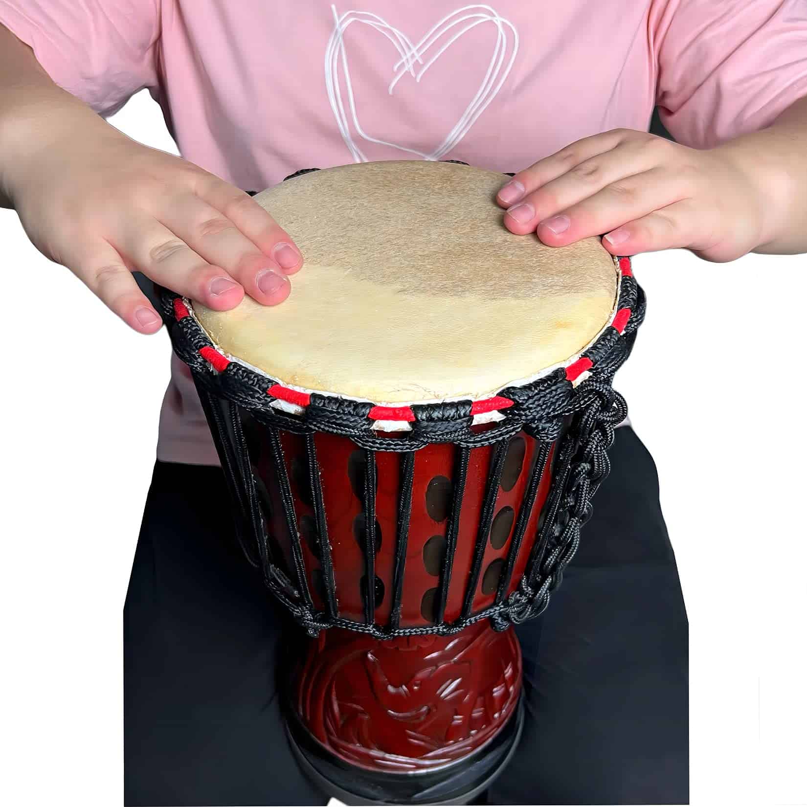 Tambor Djembe BORIYAM 8'' de Madera Maciza Tallada a Mano, - Imagen 5