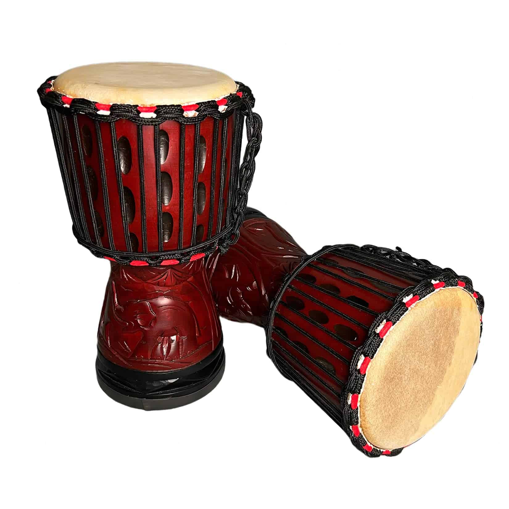 Tambor Djembe BORIYAM 8'' de Madera Maciza Tallada a Mano, - Imagen 3
