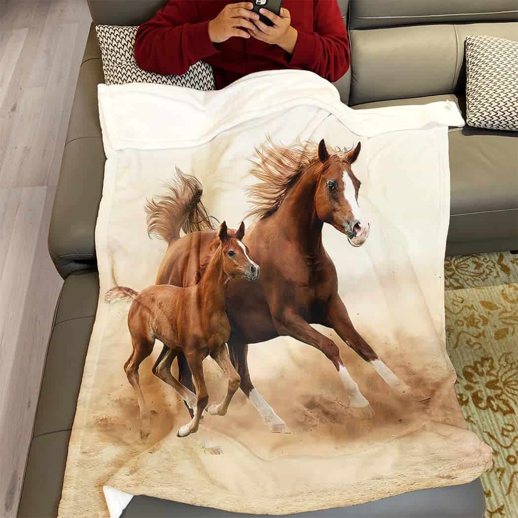 SXCHEN 60"x80" Mantas de Sofá de Lanzar Plush Dos Caballos - Imagen 5