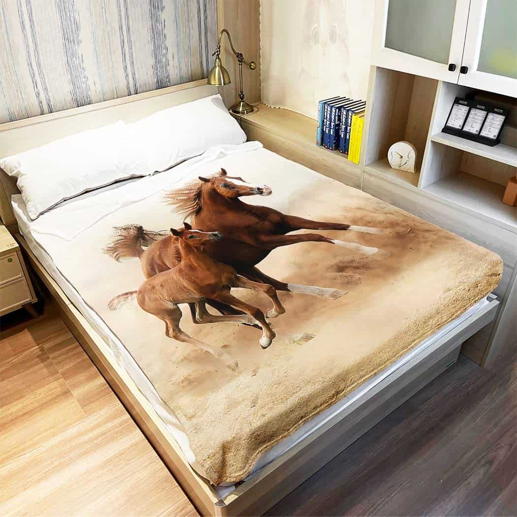 SXCHEN 60"x80" Mantas de Sofá de Lanzar Plush Dos Caballos - Imagen 4