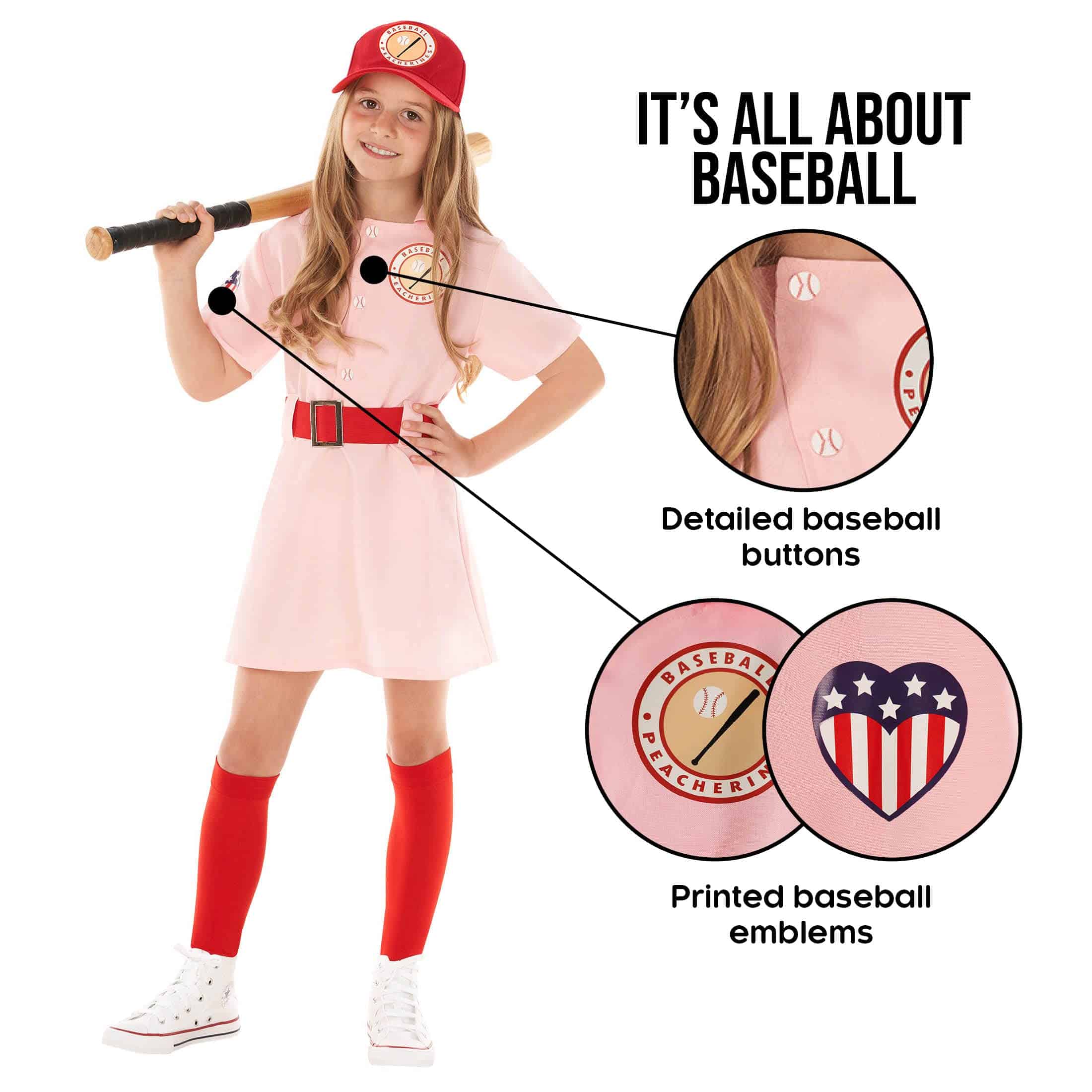 Disfraz de Beisbol para Niñas en color Rosa Durazno - Traje - Imagen 4