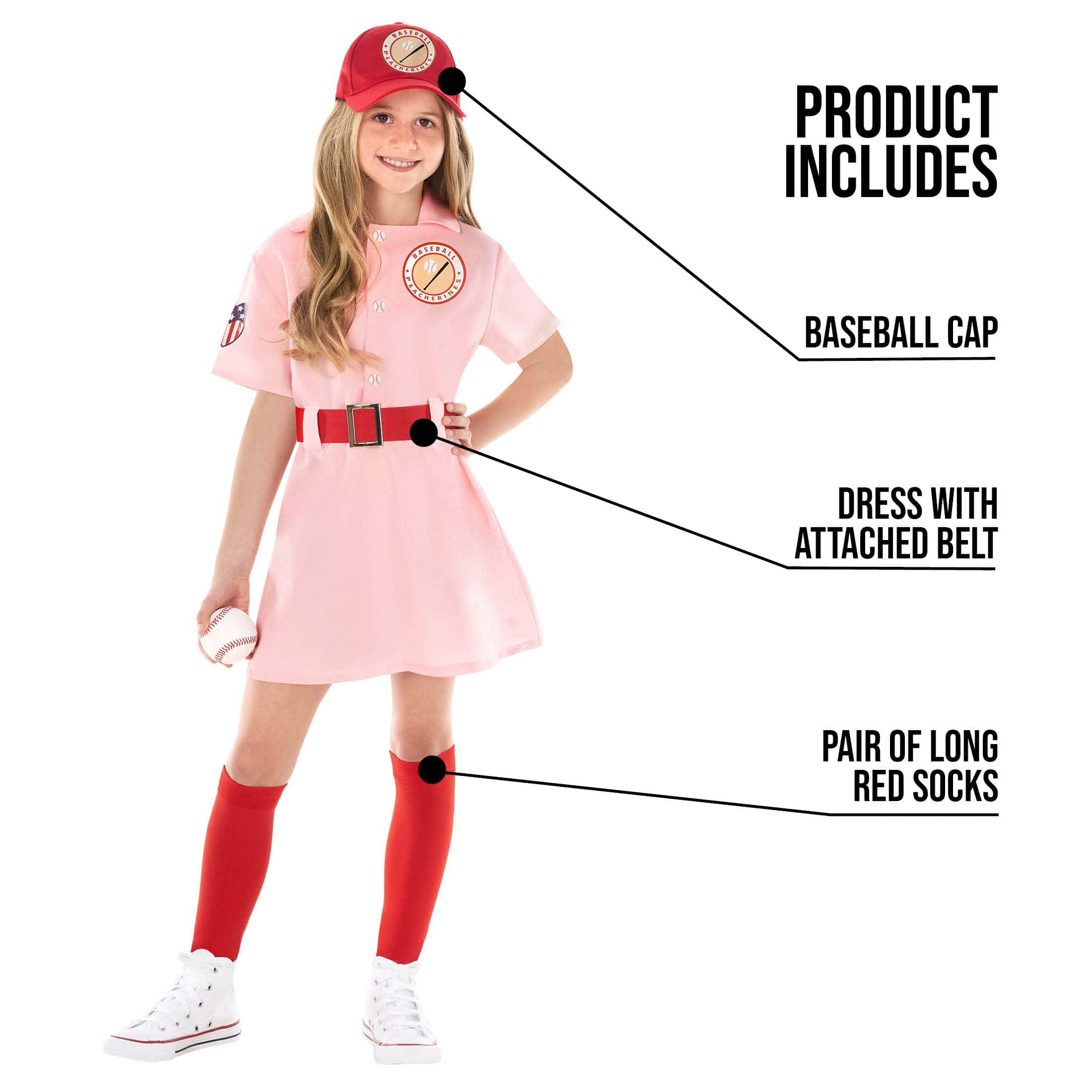 Disfraz de Beisbol para Niñas en color Rosa Durazno - Traje - Imagen 3