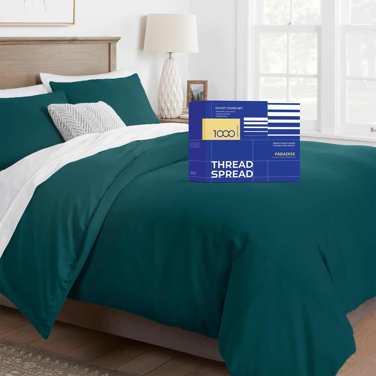 Juego de Funda de Edredón Queen/Full, 1000 Hilos Sábana de