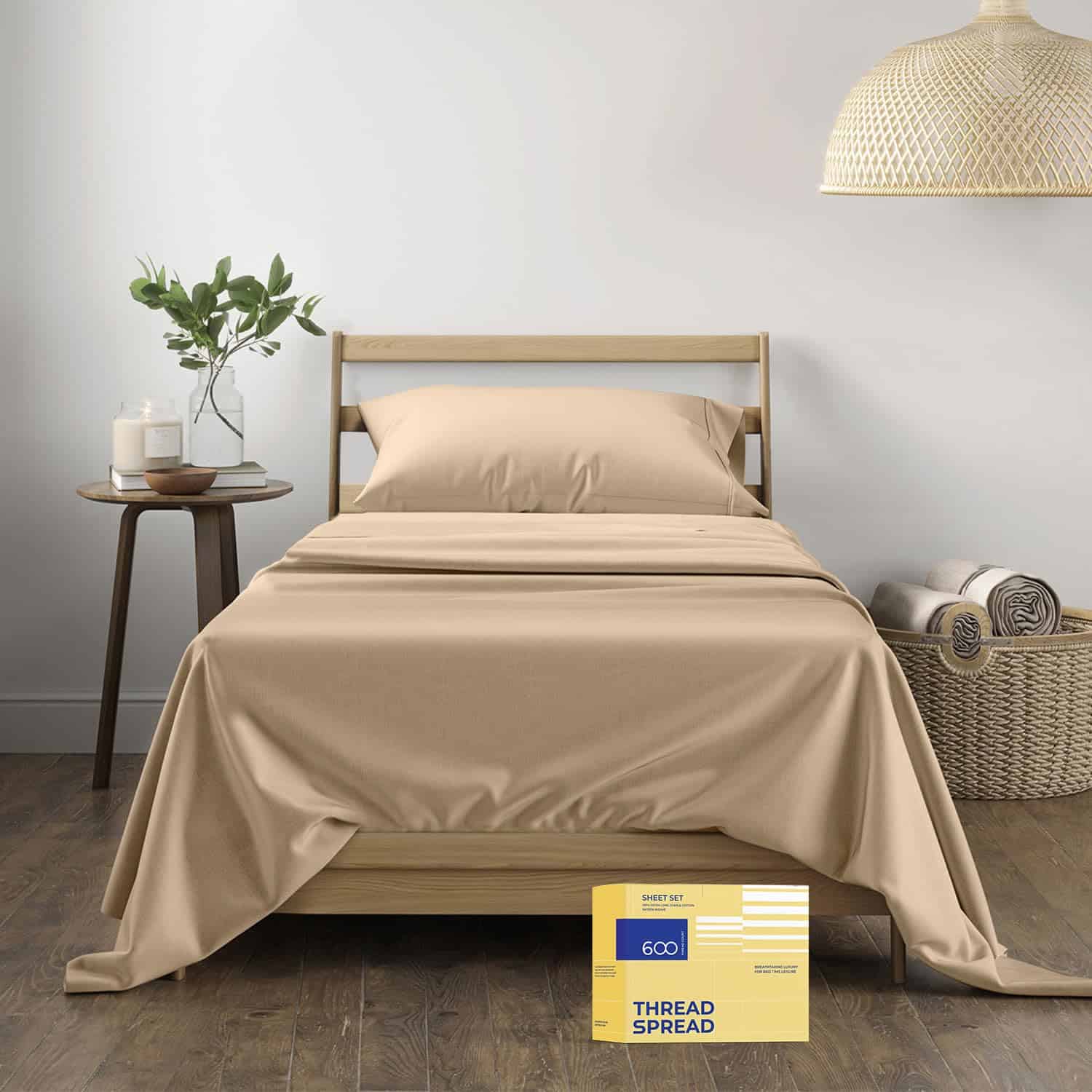 Juego de Sábanas 100% Algodón Egipcio Twin - 600 Hilos,