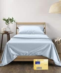 Juego de Sábanas 100% Algodón Egipcio Twin - -Azul Claro