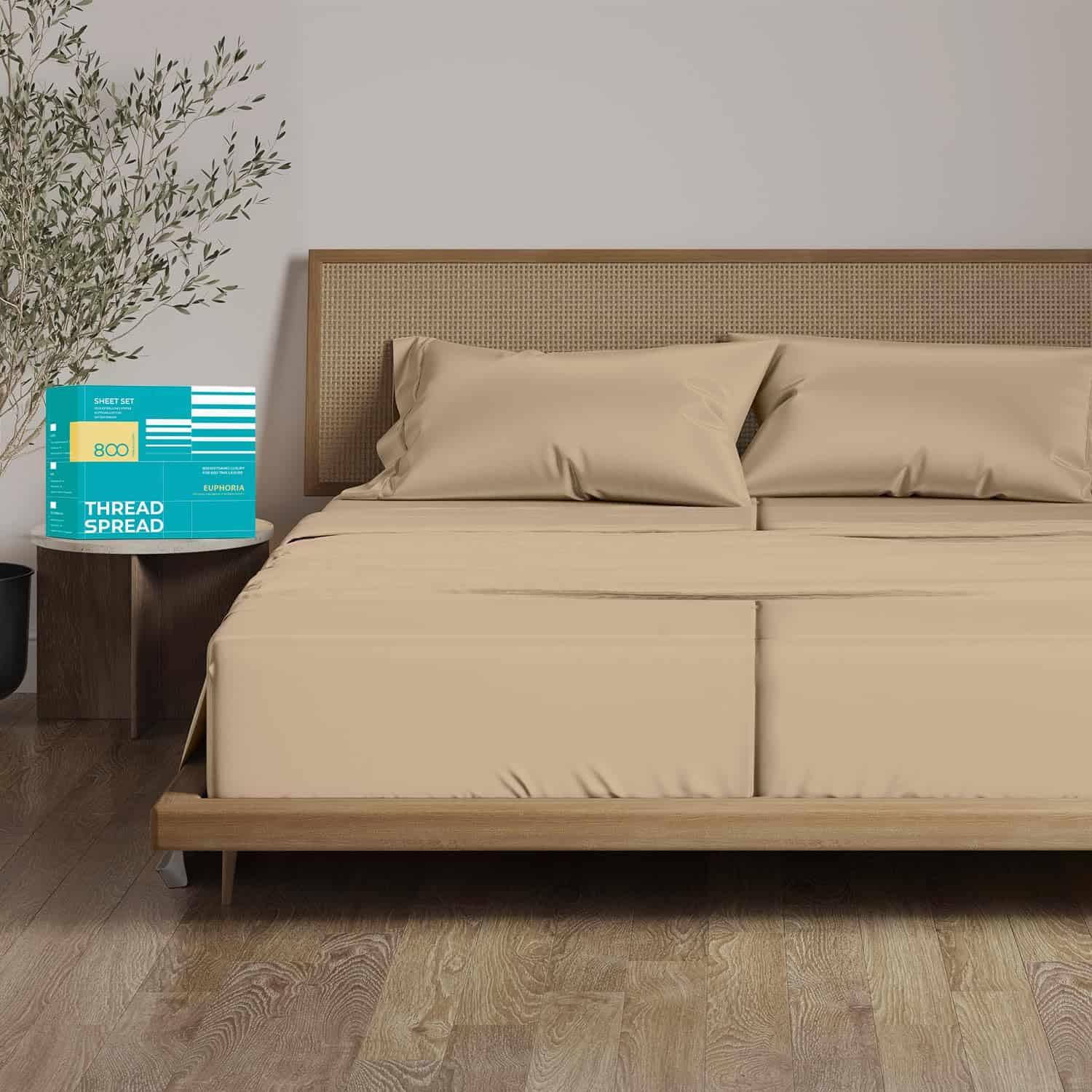 Juego de Sábanas Split King 100% Algodón -Taupe